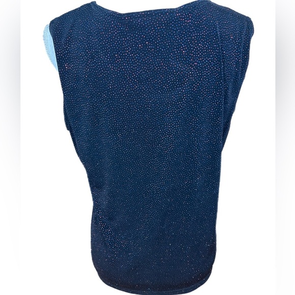 Connected Apparel Top Women's XL Black Tank Top Red/blue Sparkle Sleeveless - Picture 4 of 5